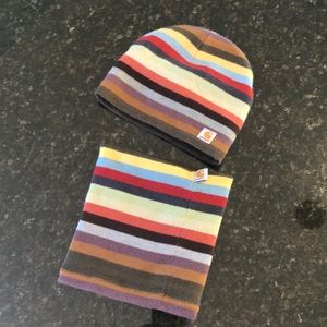 Carhartt hat and neck warmer.